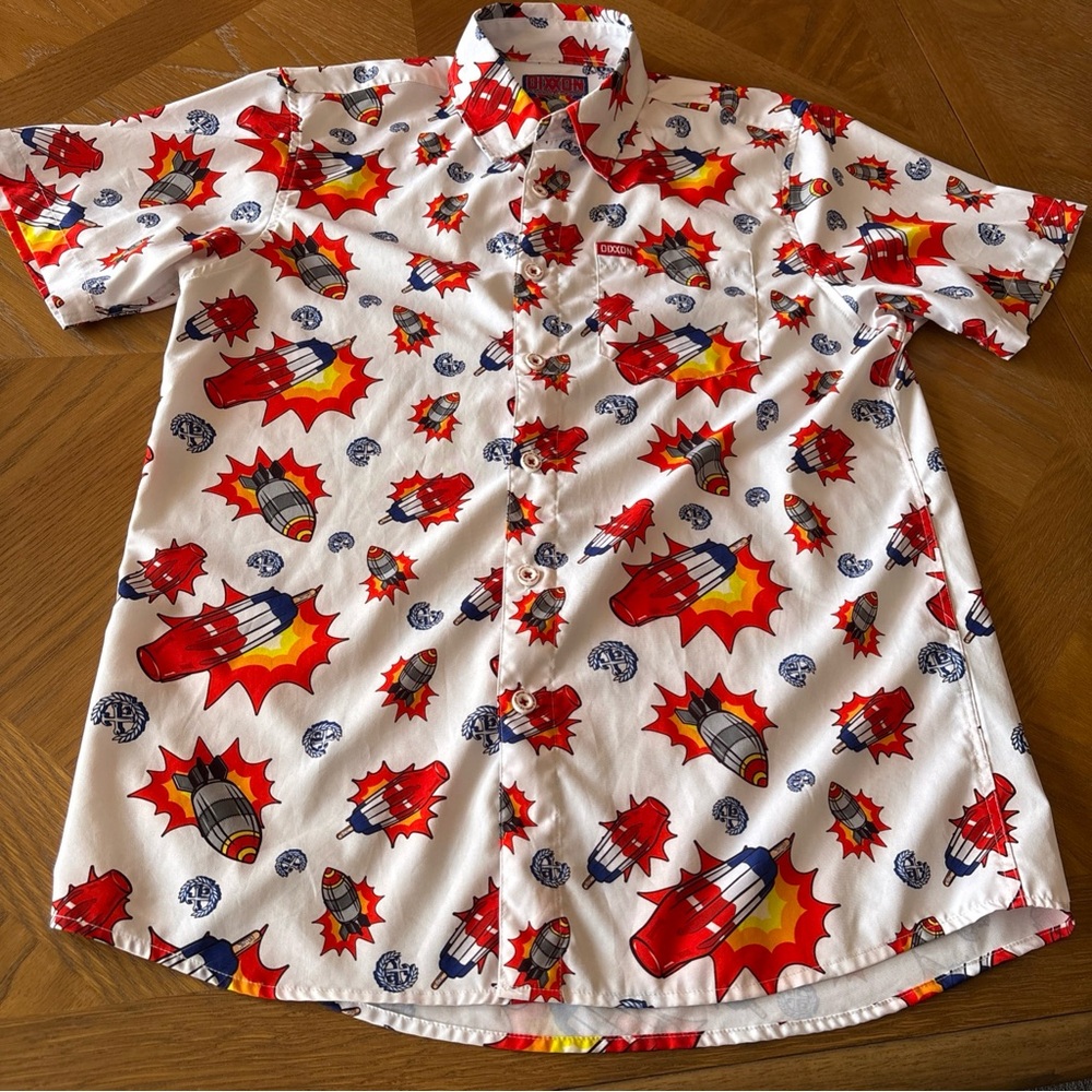 DIXXON Red and White Graphic Button Down Shirt